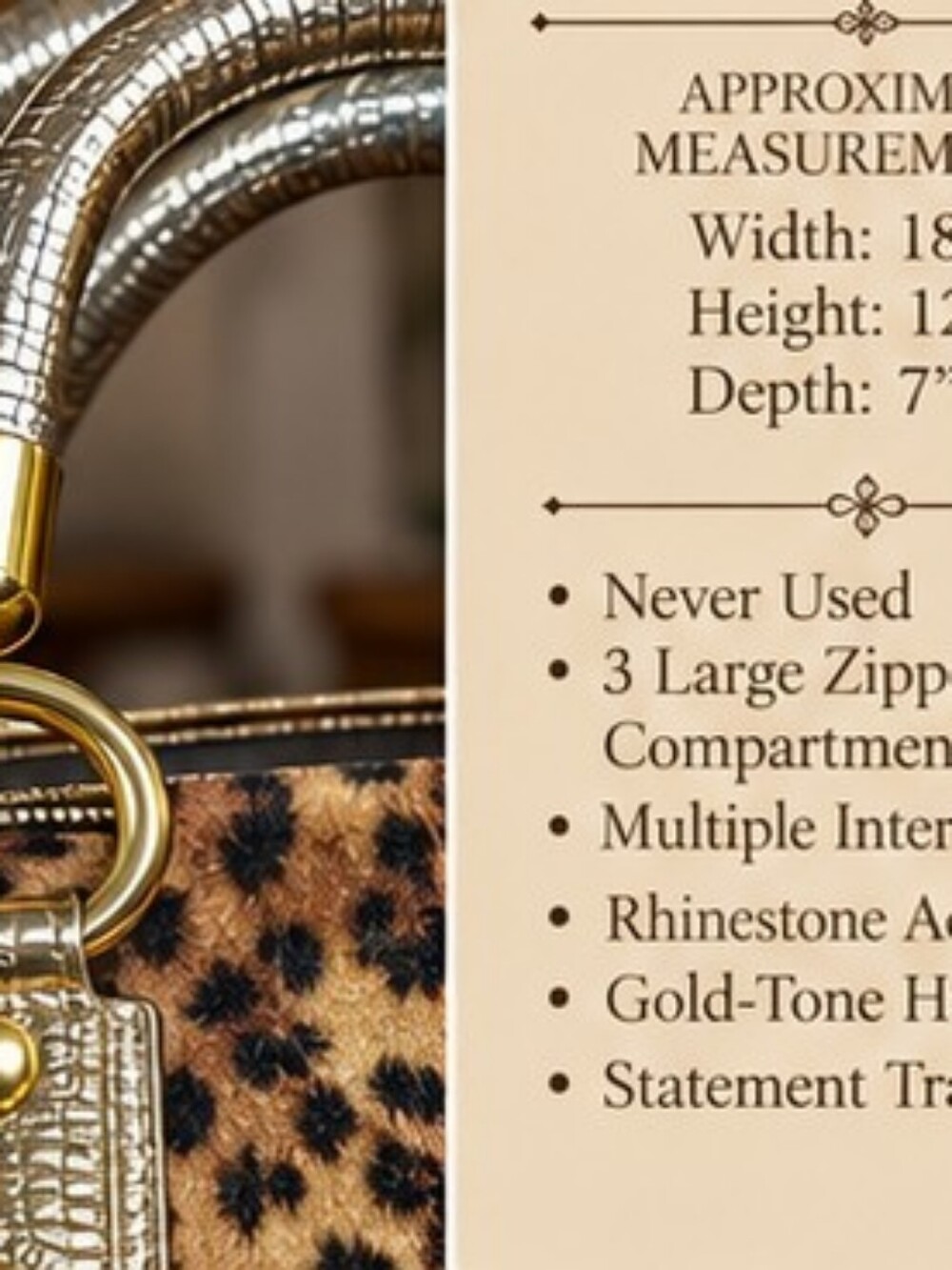 Aolida Collection Leopard Rhinestone Travel Bag 3 Compartment Weekender - Picture 6 of 16
